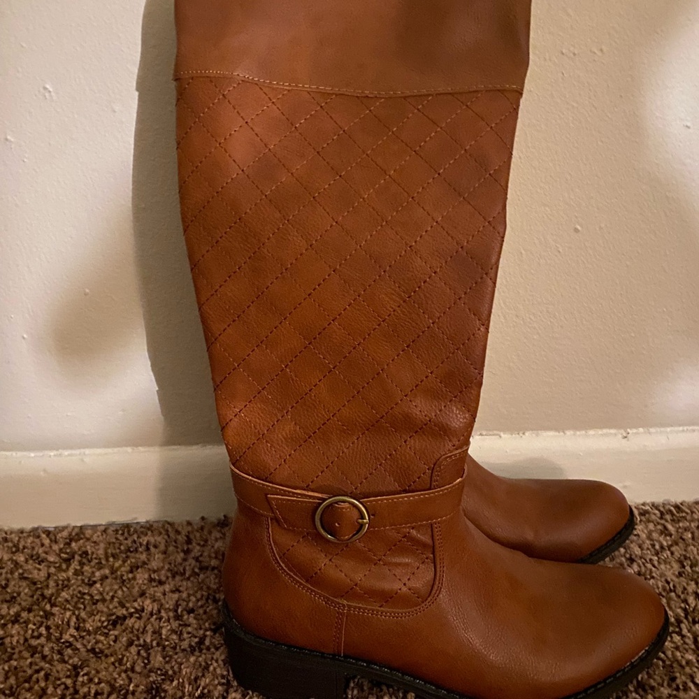 Brown Quilted Over the Knee Boots